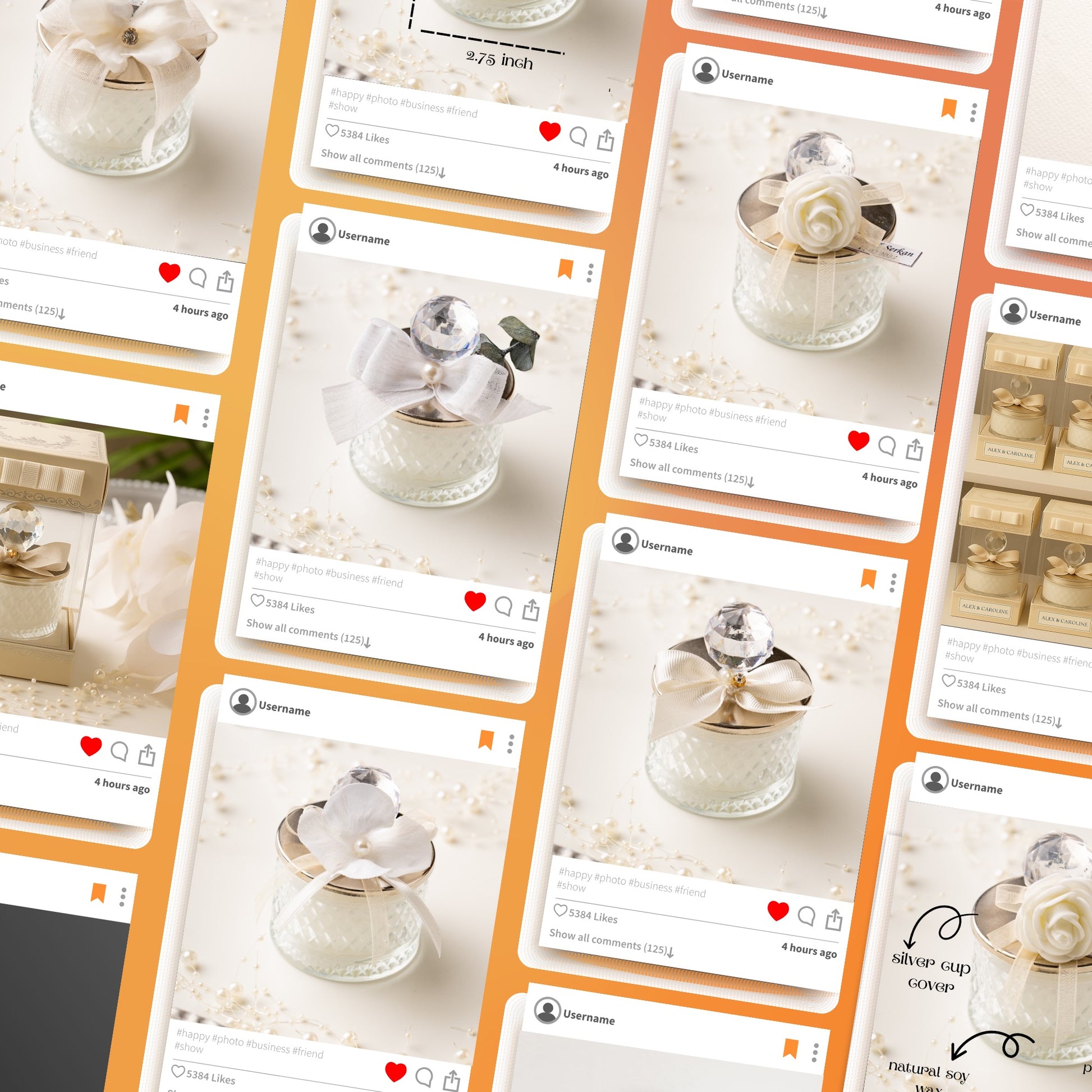 Urun-6 Soy Wax Candle Jar with Elegant Lid: Personalized Candle Wedding Favors Description