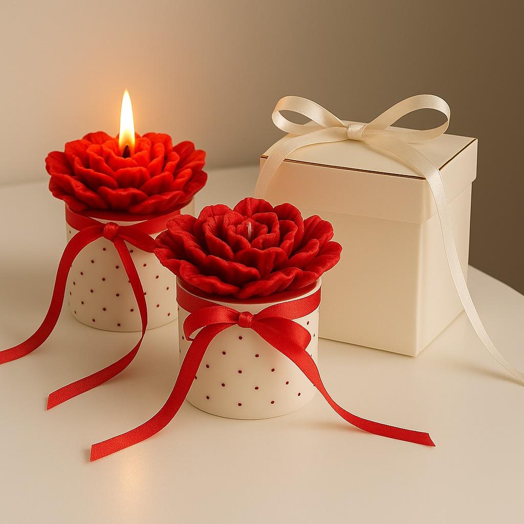 Urun-1 Soy Wax Clover Flower Candle Baptism Favors: Custom Religious Event Thank You Gifts