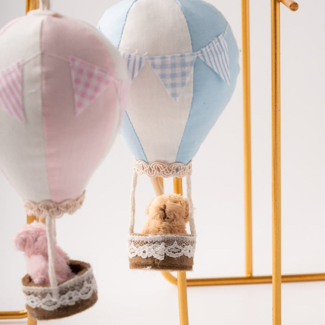 Handmade Hot Air Balloon Nursery Decor with Teddy Bear – Baby Shower Gift & Nursery Wall Hanging